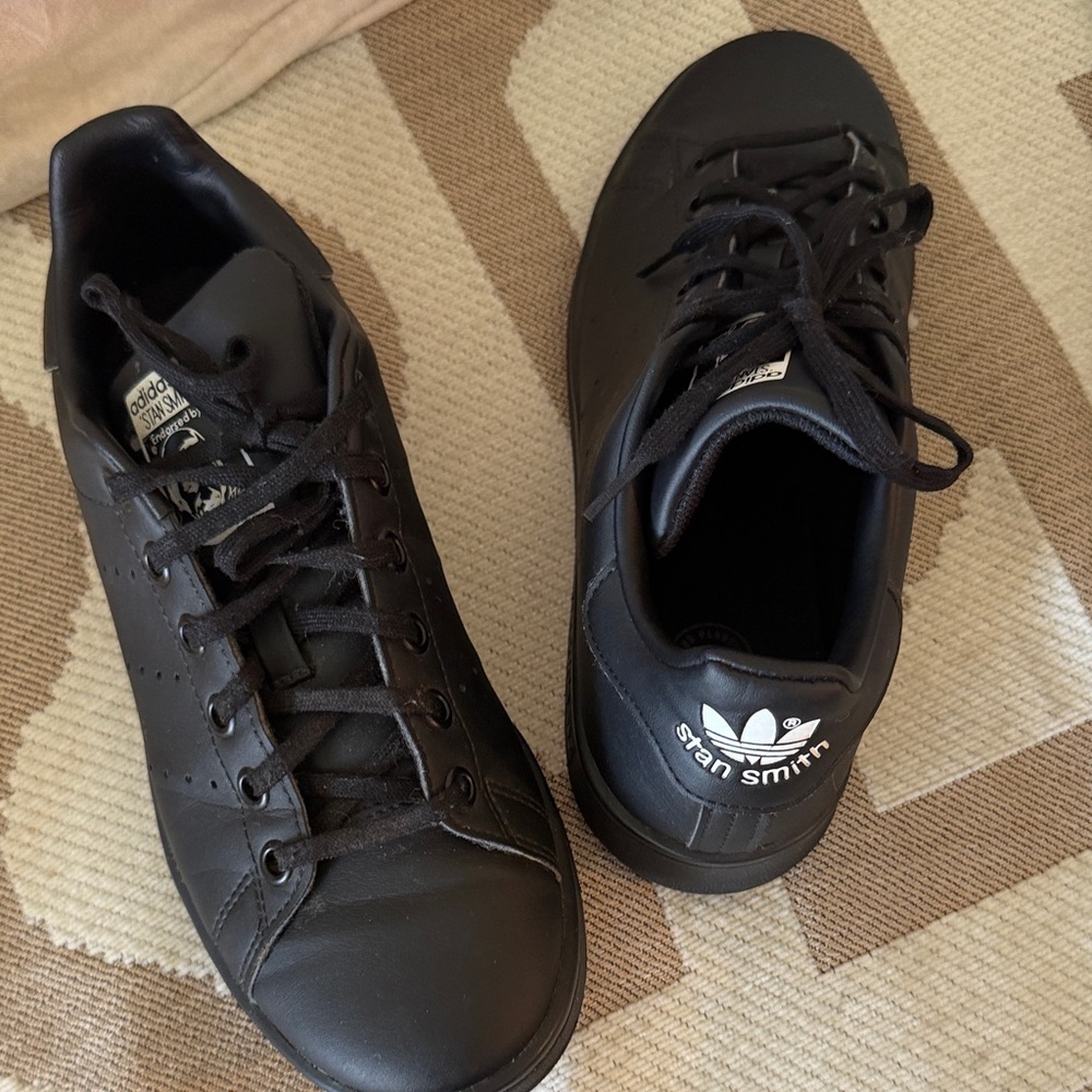 adidas Men's All-Black Leather Sneakers - Picture 2 of 2